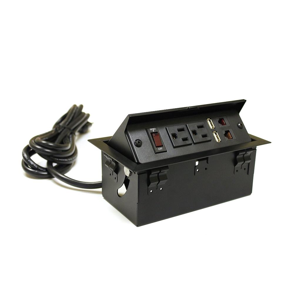 Electric Outlet Metal Black (2D-2E-2USB)